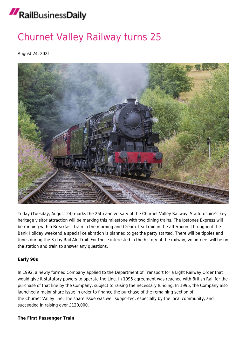 Churnet Valley Railway Turns 25