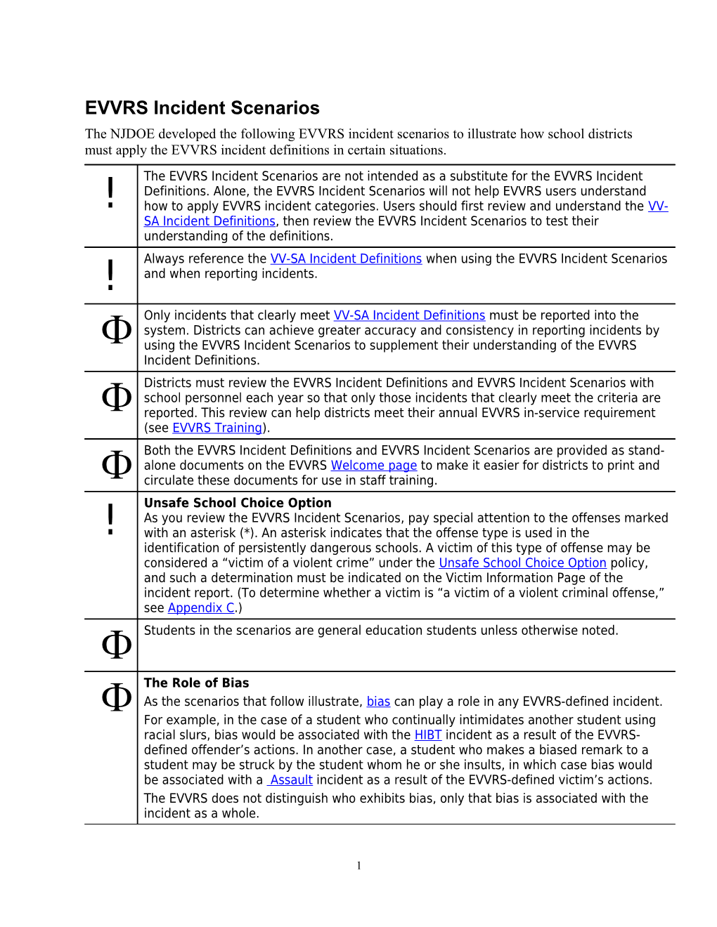 EVVRS Incident Scenarios