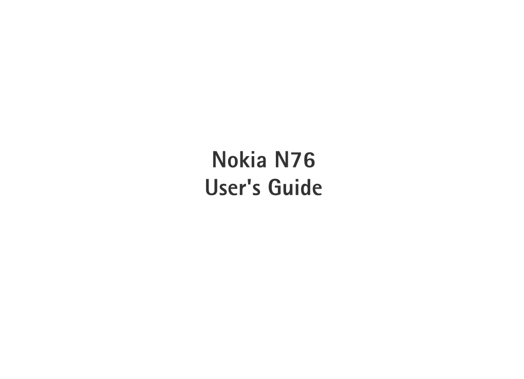 Nokia N76 User's Guide