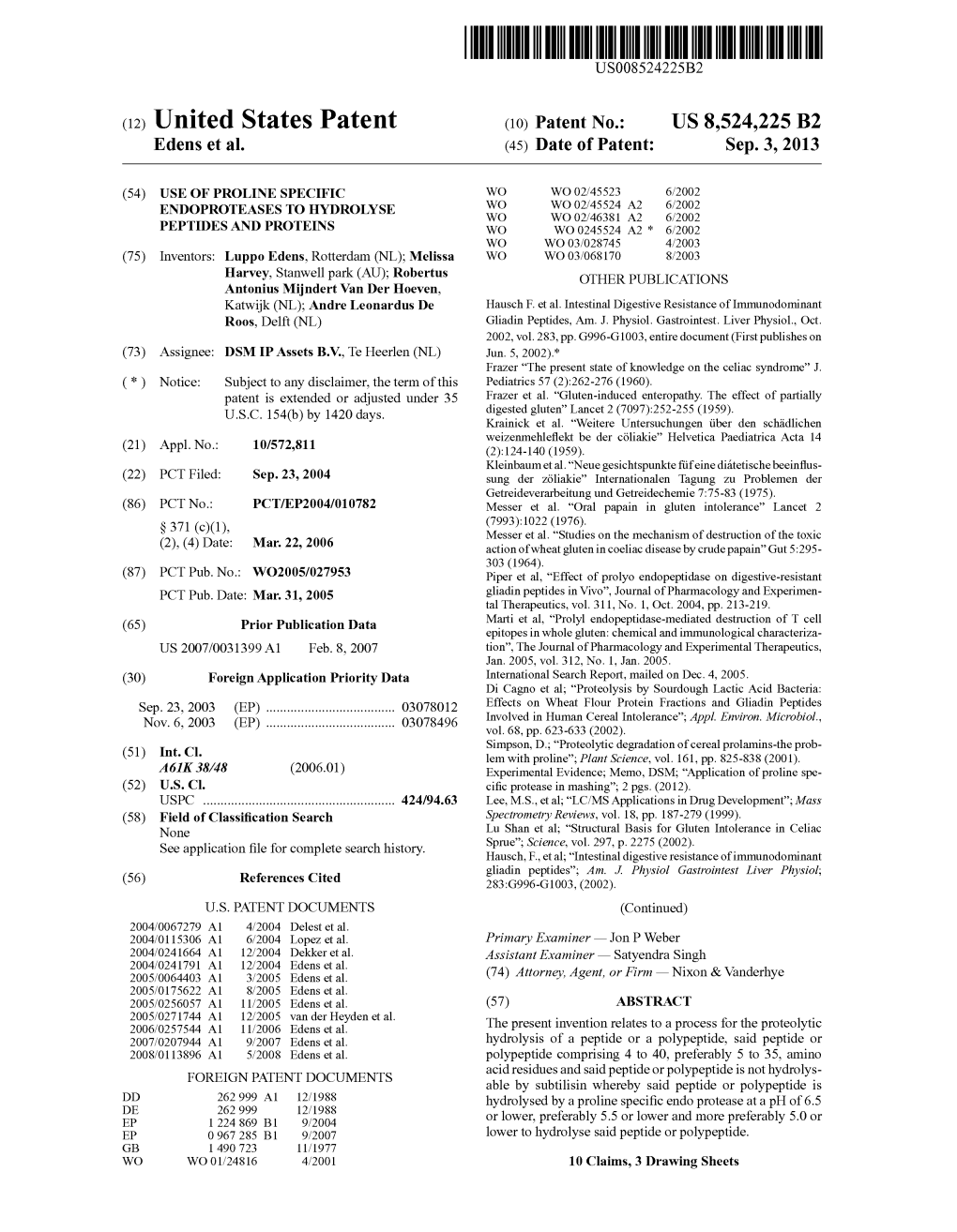 (12) United States Patent (10) Patent No.: US 8,524.225 B2 Edens Et Al