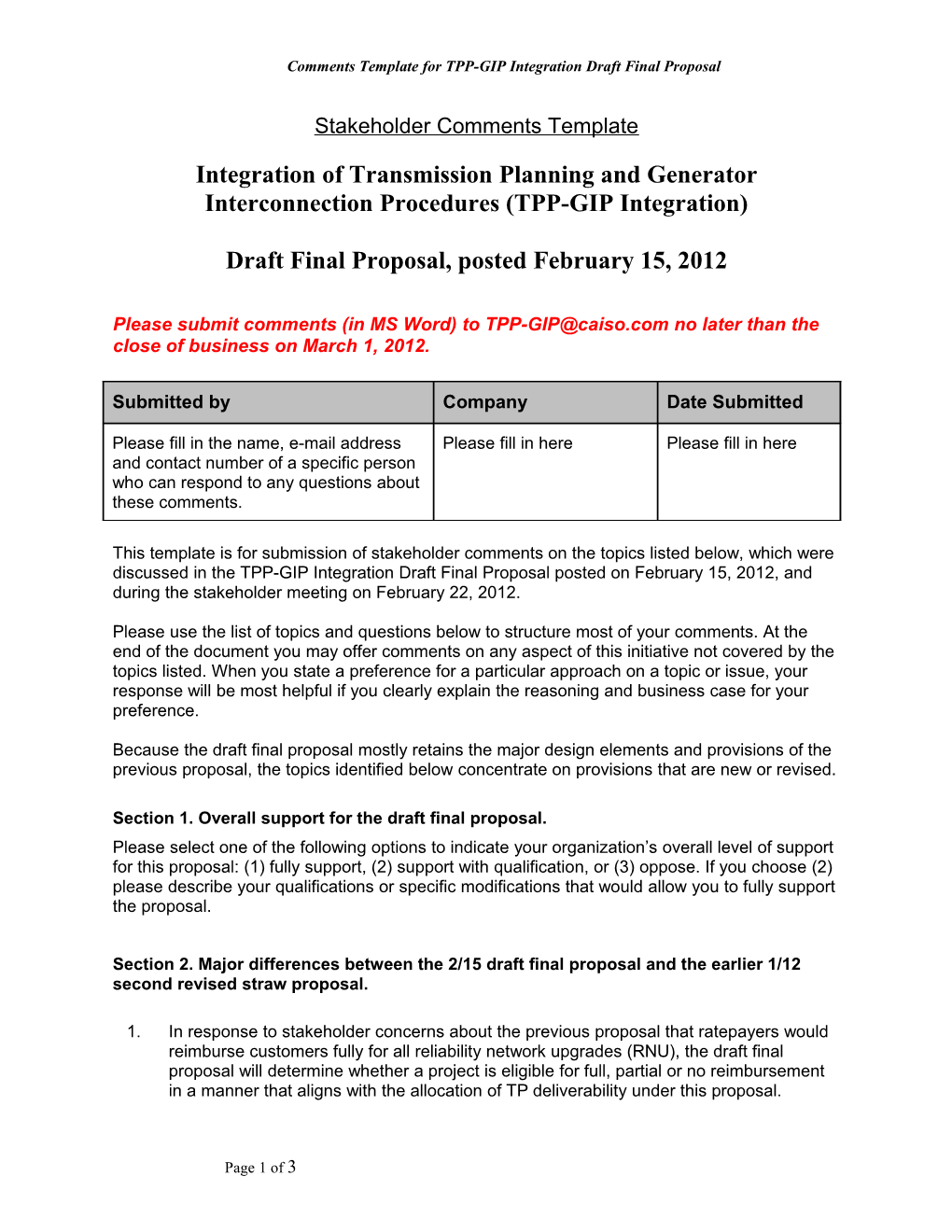 Comments Template for TPP-GIP Integration Draft Final Proposal