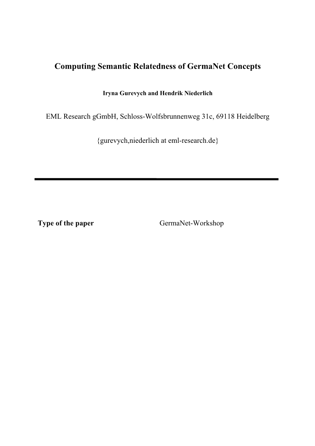 Computing Semantic Relatedness of Germanet Concepts