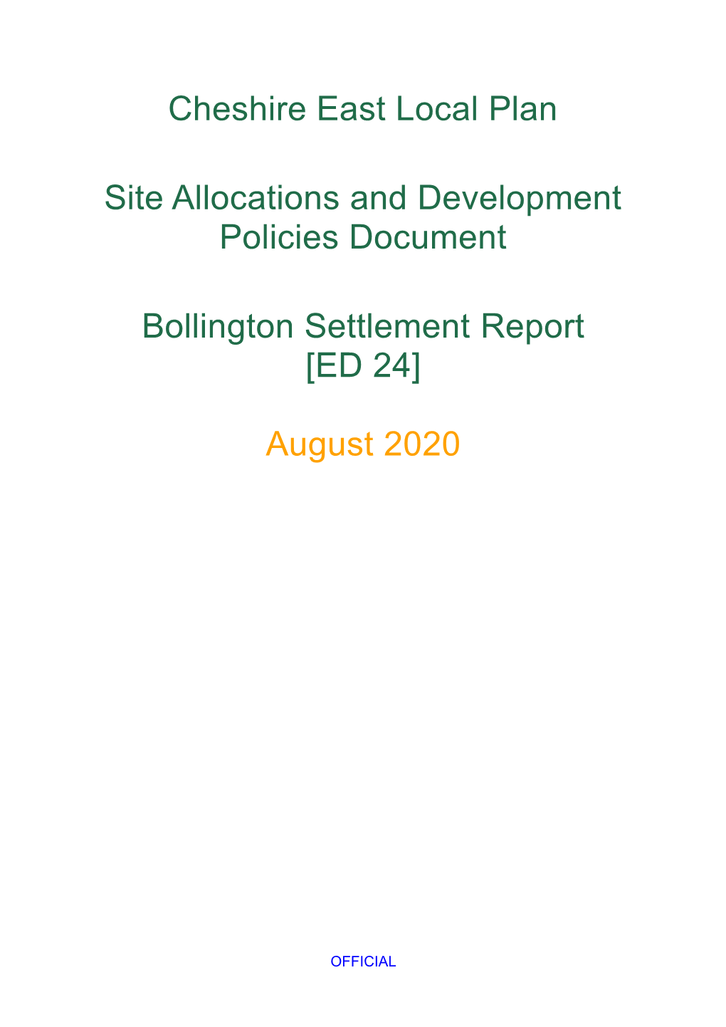 Bollington Settlement Report [ED 24]