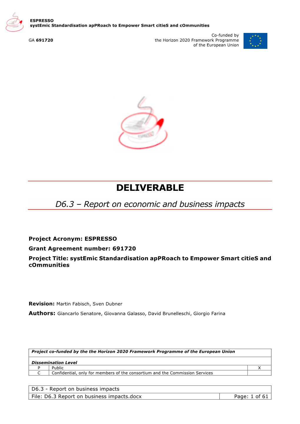 DELIVERABLE D6.3 – Report on Economic and Business Impacts