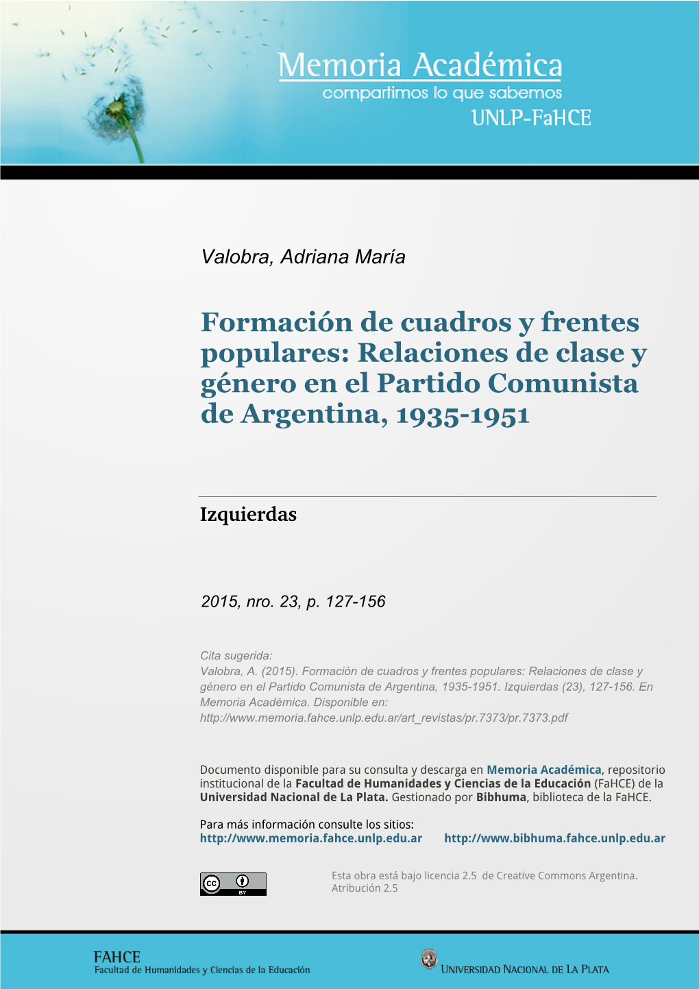Relaciones De Clase Y Género En El Partido Comunista De Argentina, 1935-1951