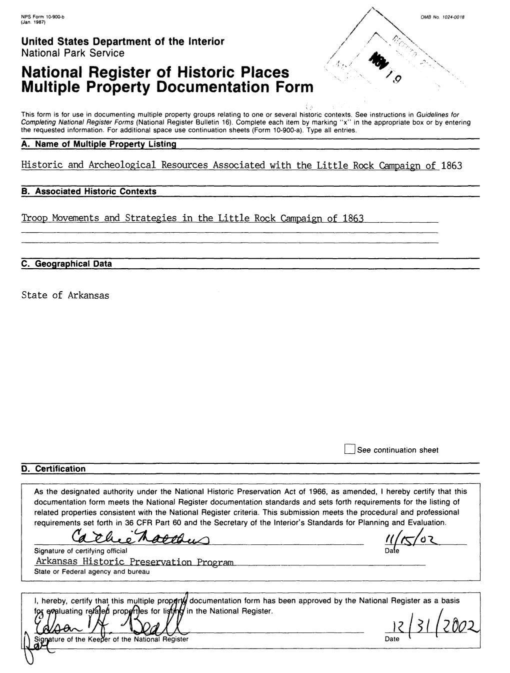 National Register of Historic Places Multiple Property Documentation Form