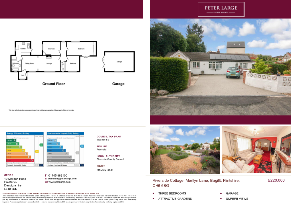 £220,000 Riverside Cottage, Merllyn Lane, Bagillt, Flintshire, CH6