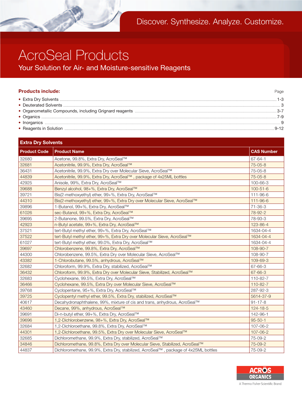 Acroseal Products Your Solution for Air- and Moisture-Sensitive Reagents