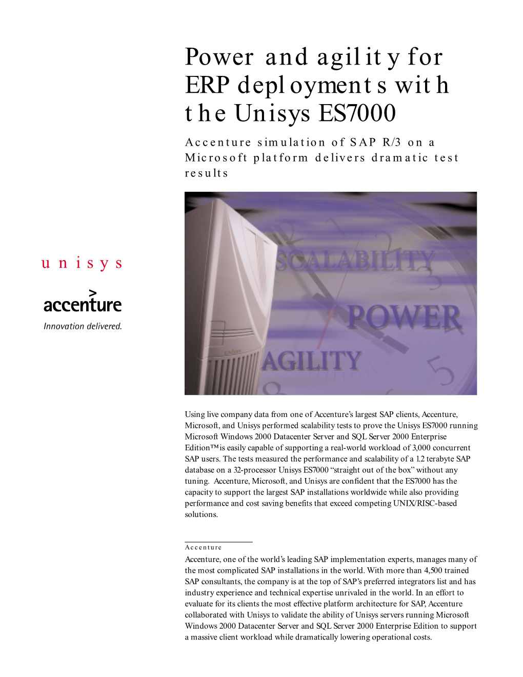 Power and Agility for ERP Deployments with the Unisys ES7000