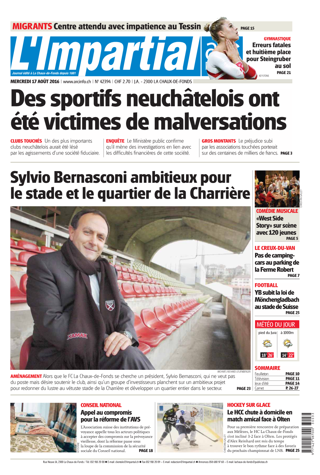 Sylvio Bernasconi Ambitieux Pour Le Stade Et Le Quartier De La Charrière