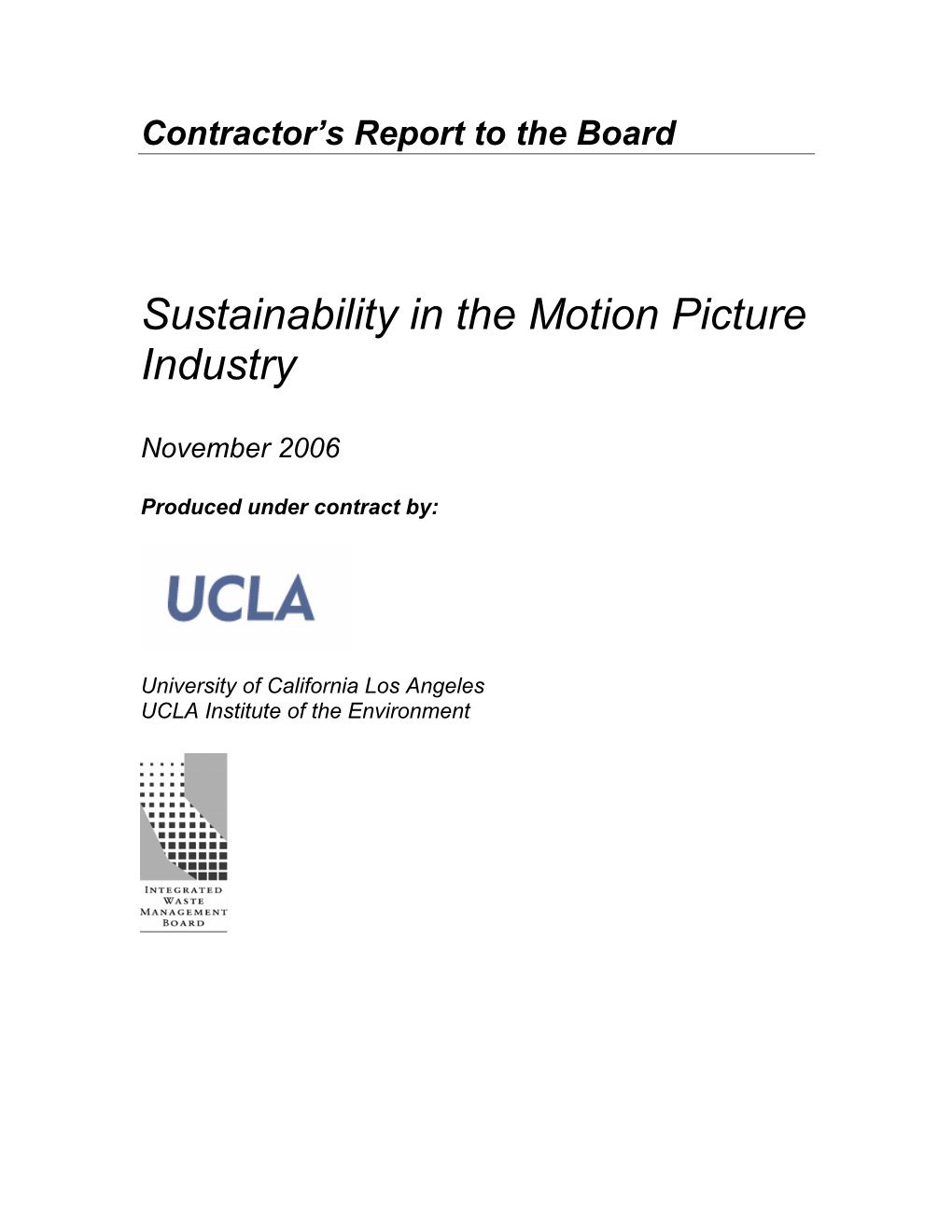 Sustainability in the Motion Picture Industry