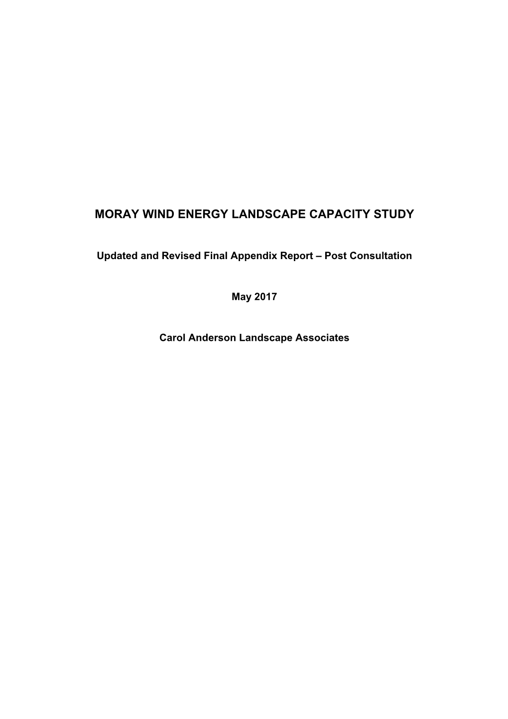 Moray Wind Energy Landscape Capacity Study 2017