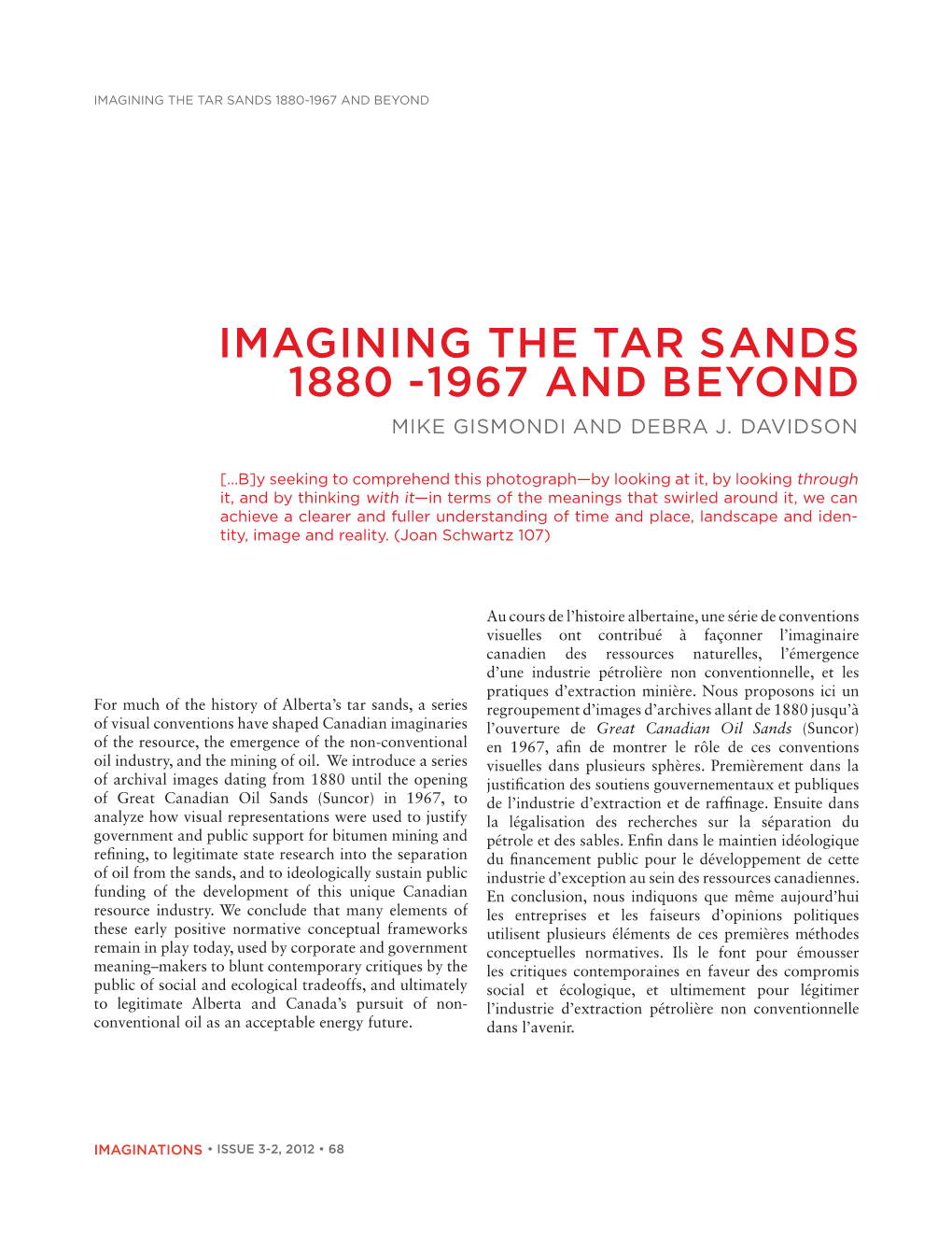 Imagining the Tar Sands 1880-1967 and Beyond