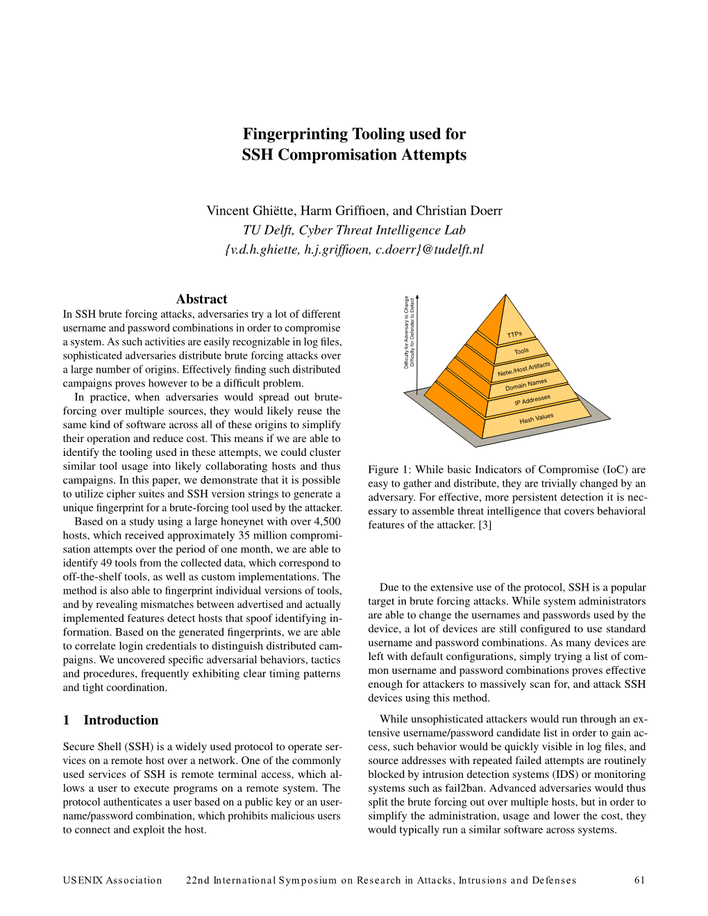 Fingerprinting Tooling Used for SSH Compromisation Attempts