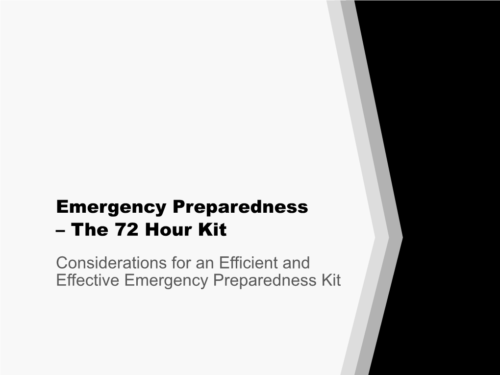 TMGN Emergency Preparedness 72-Hour