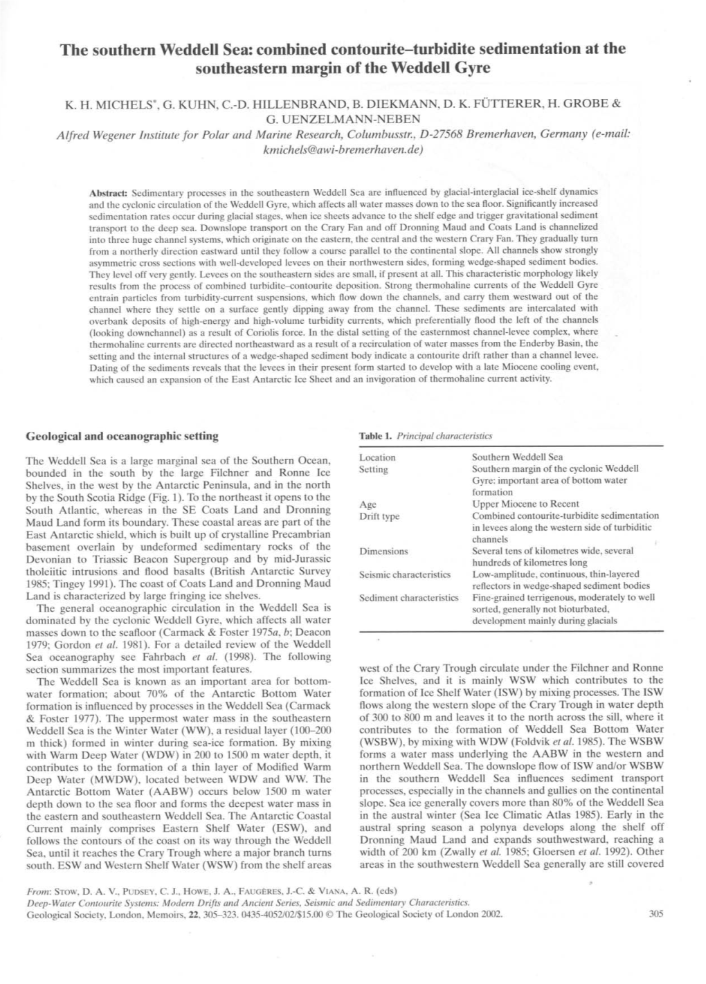 The Southern Weddell Sea: Combined Contourite-Turbidite Sedimentation at the Southeastern Margin of the Weddell Gyre