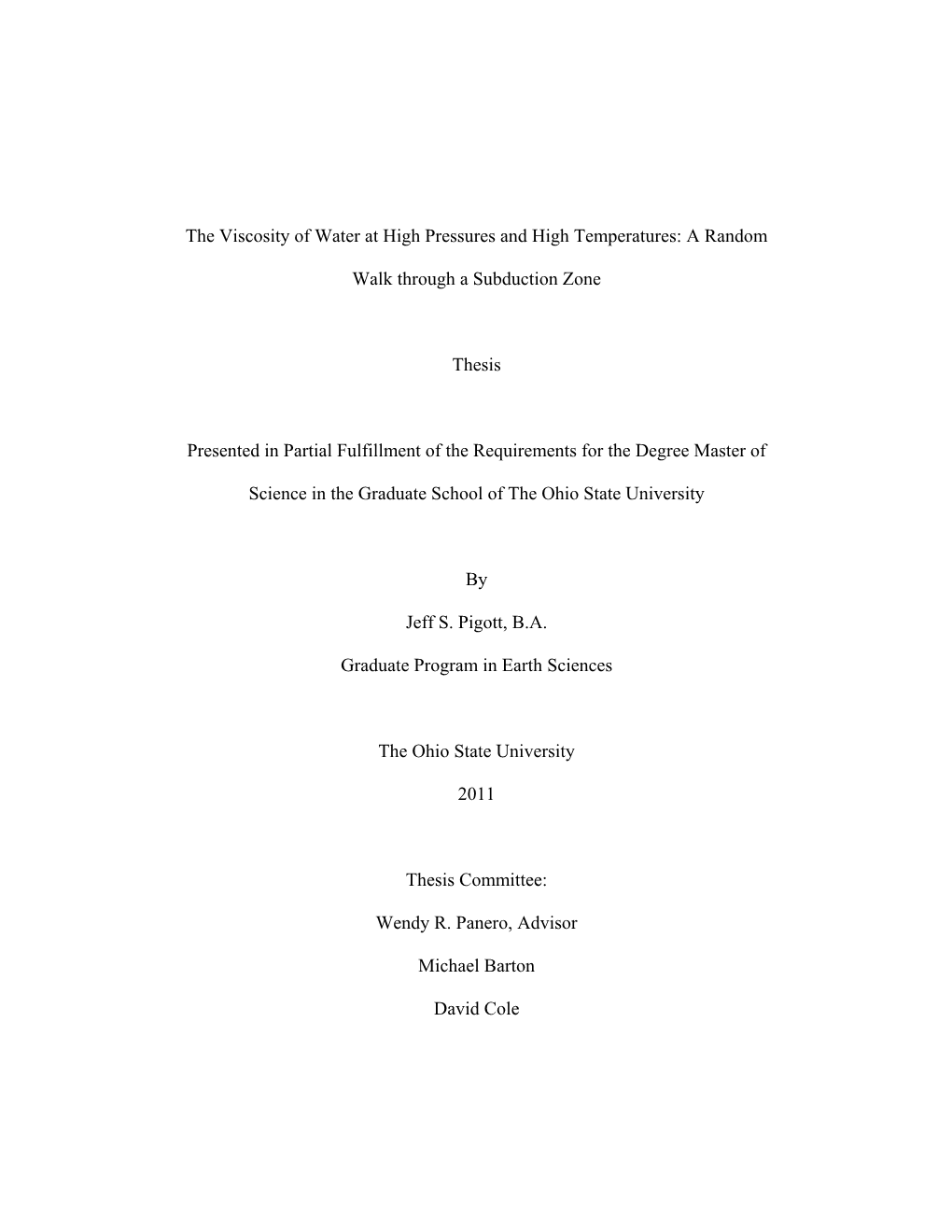 The Viscosity of Water at High Pressures and High Temperatures: a Random