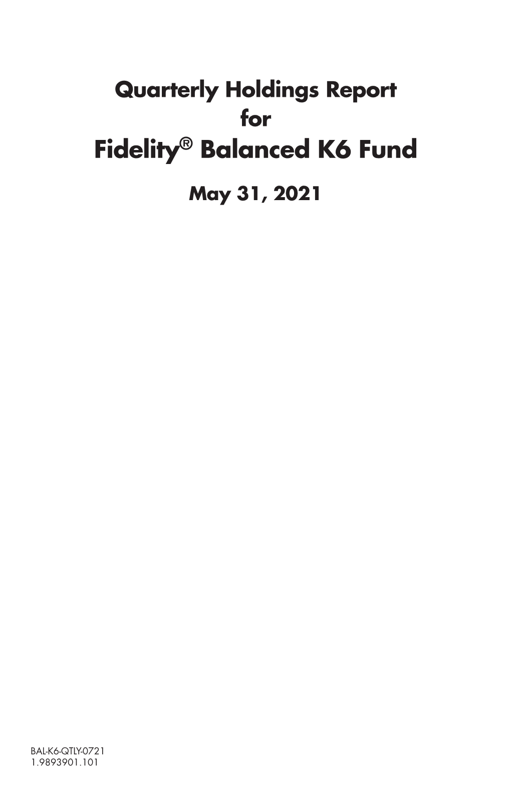 Fidelity® Balanced K6 Fund