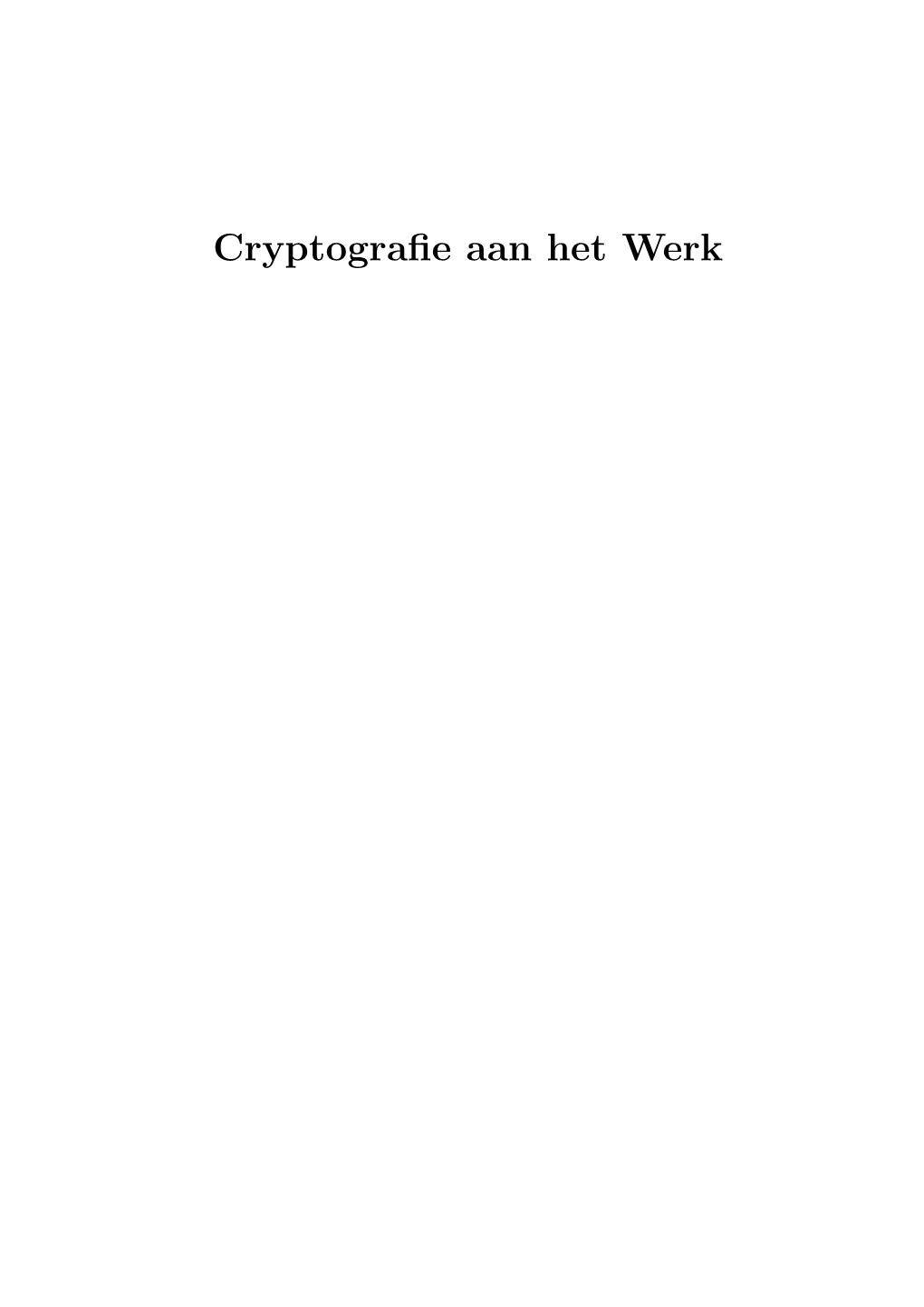 Cryptografie Aan Het Werk