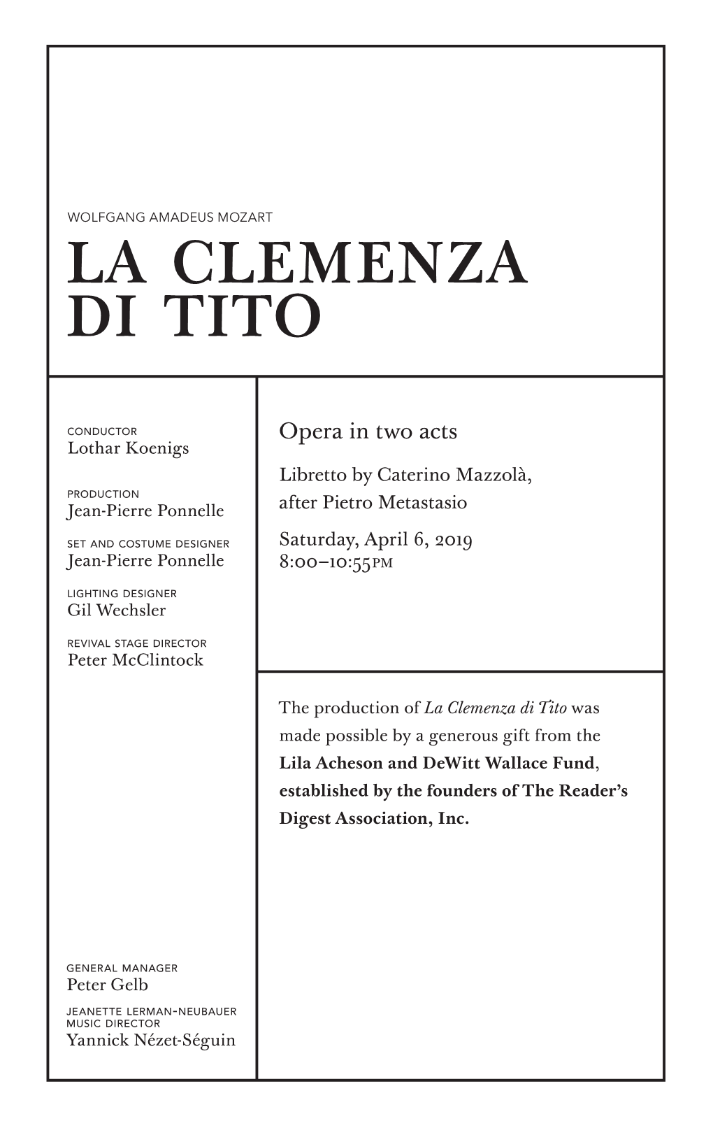 La Clemenza Di Tito