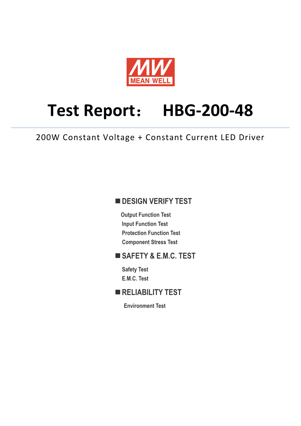 Test Report： HBG-200-48