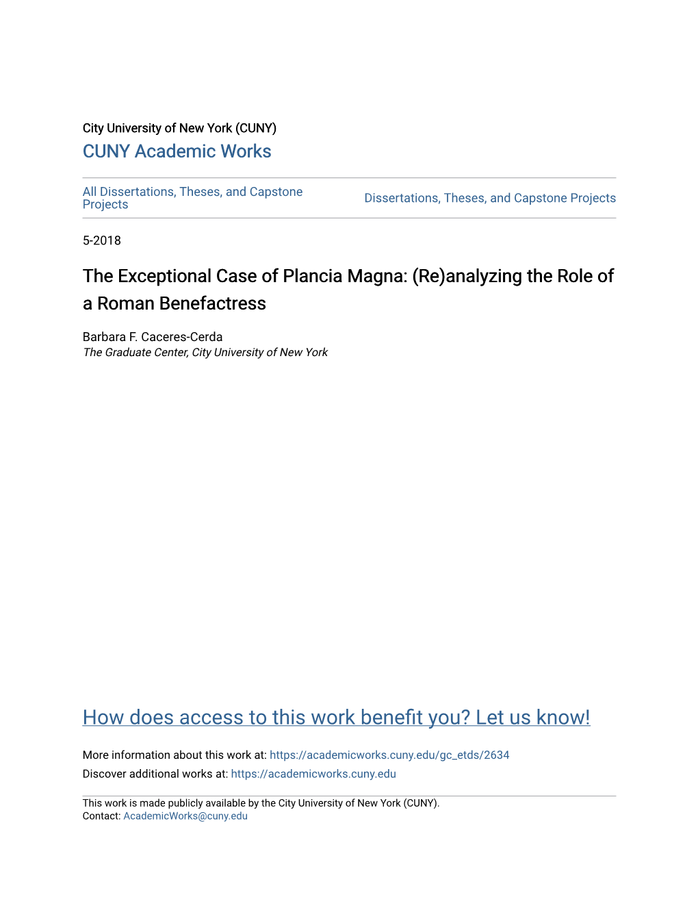 The Exceptional Case of Plancia Magna: (Re)Analyzing the Role of a Roman Benefactress