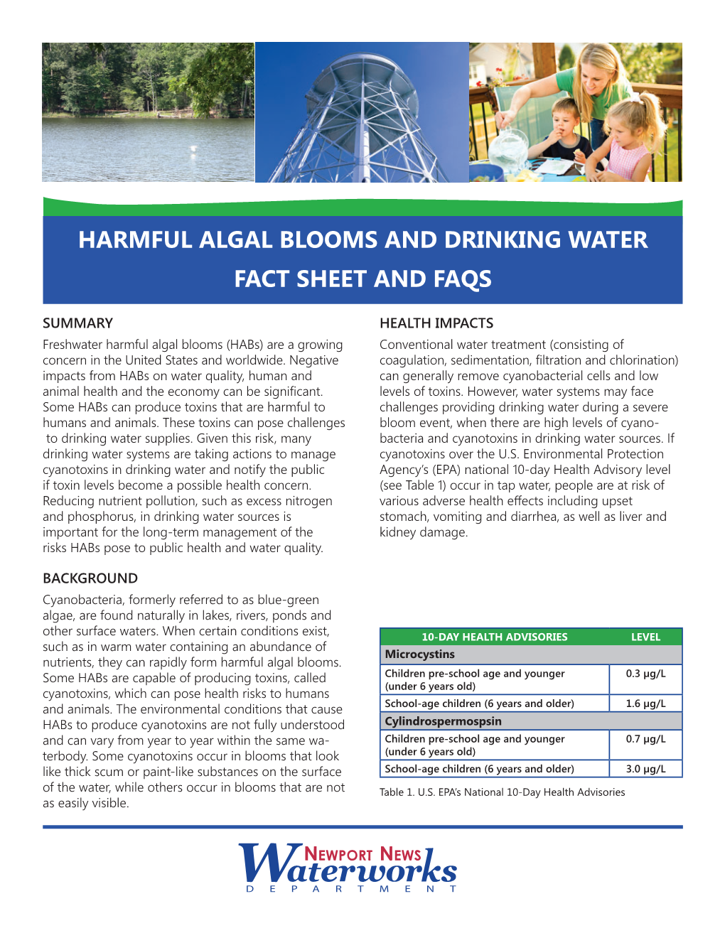 Harmful Algal Blooms Fact Sheet And