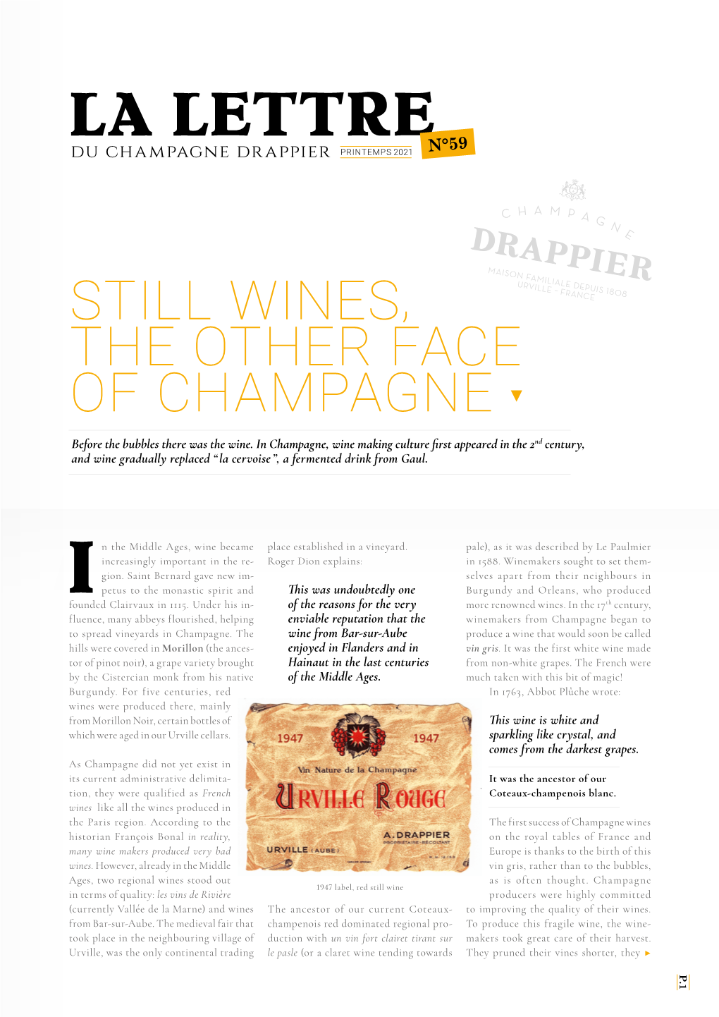 LA LETTRE Du Champagne Drappier PRINTEMPS 2021 N°59