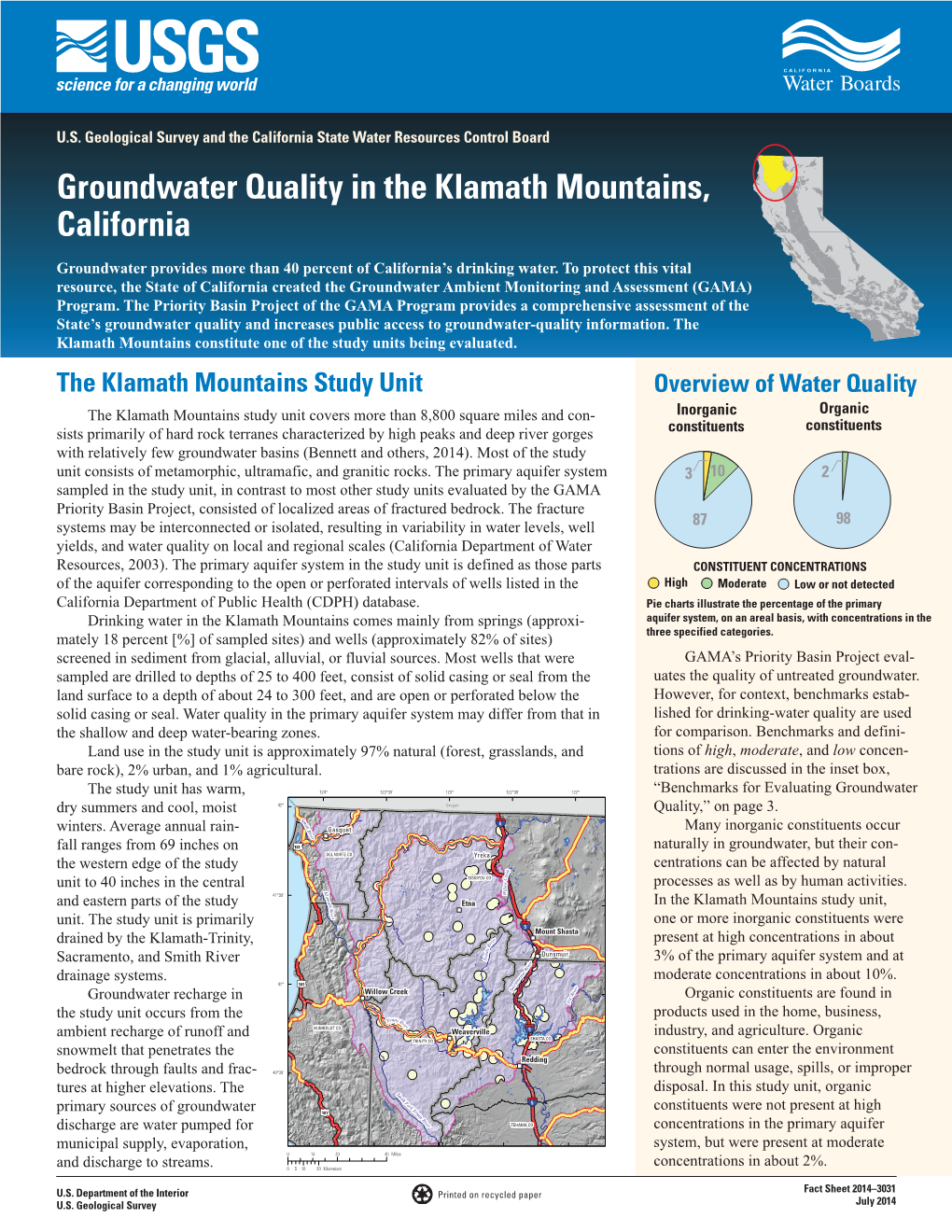 Groundwater Quality in the Klamath Mountains, California