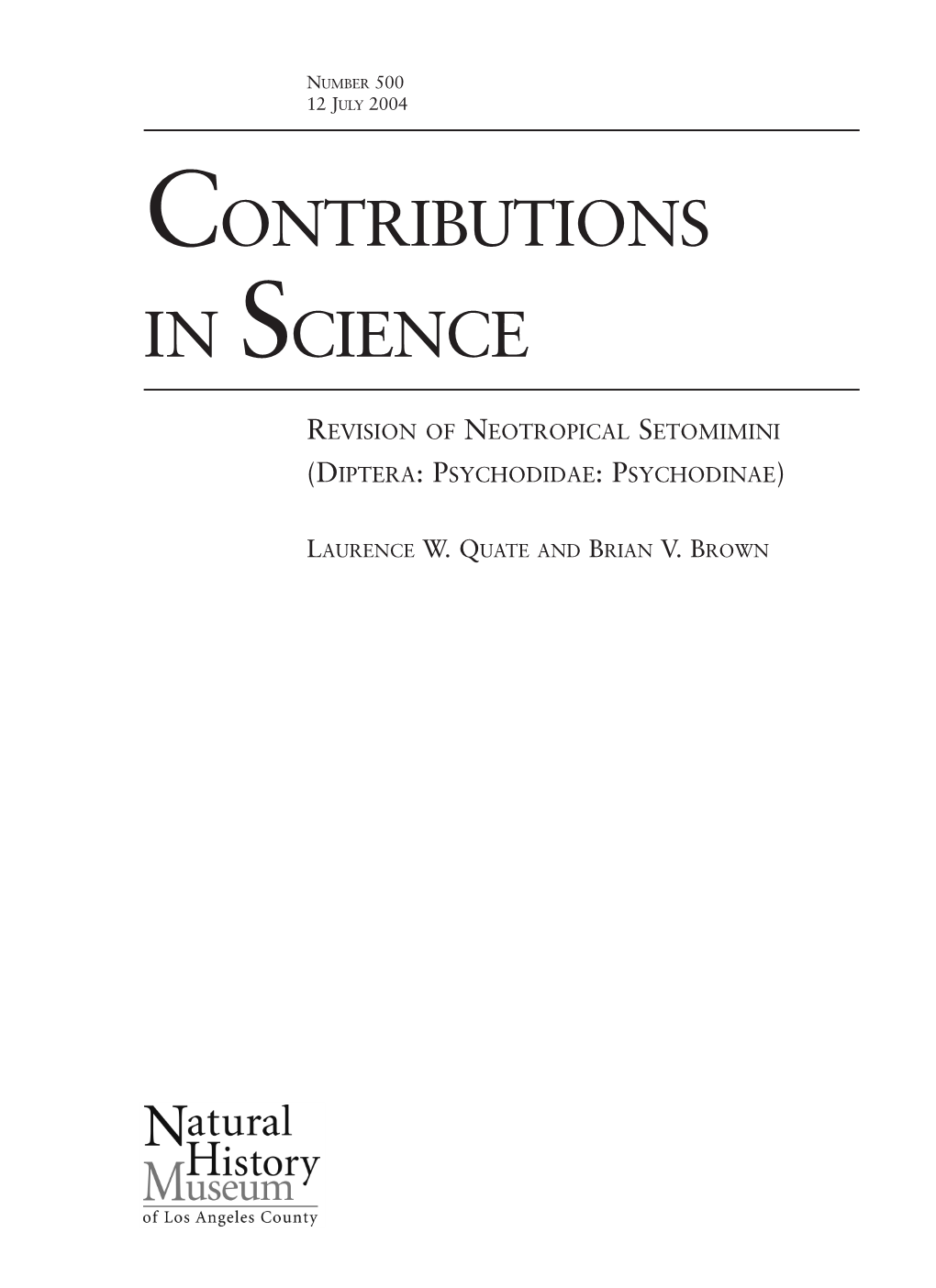 Contributions in Science