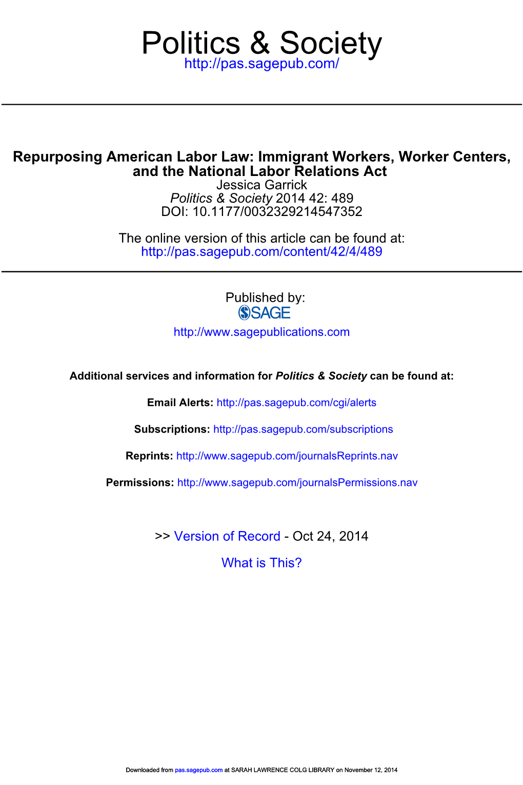 Worker Centers & Wagner