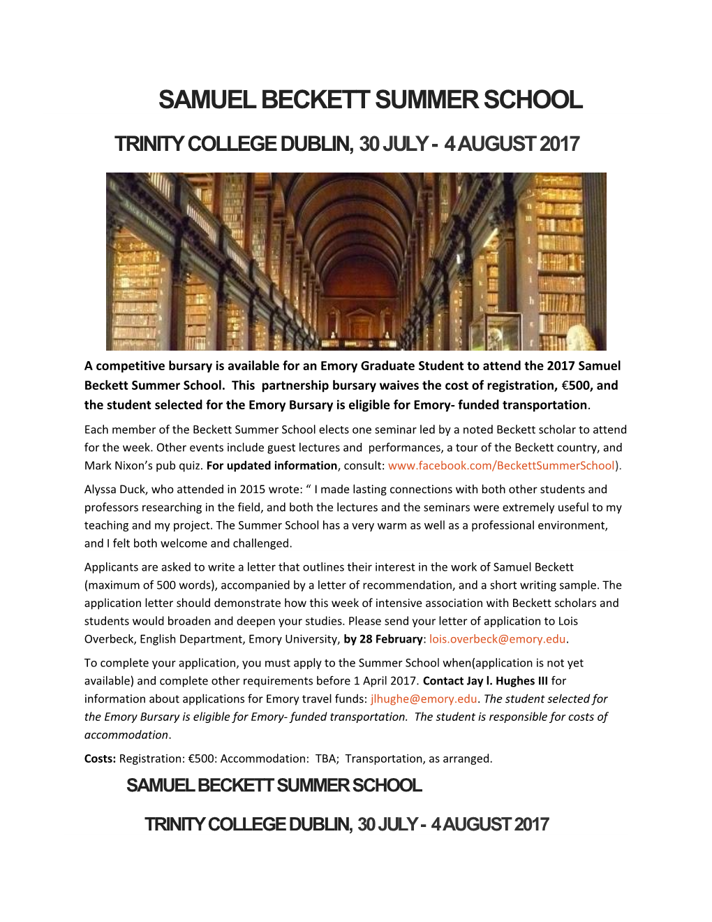 Samuel Beckett Summer School