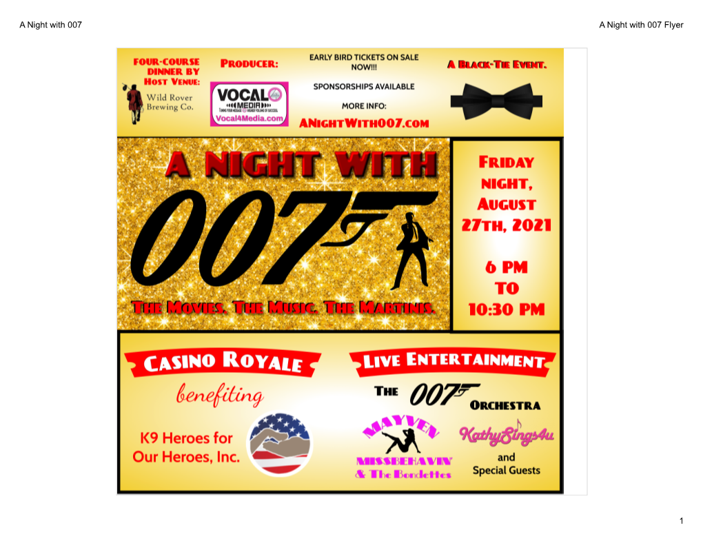 A Night with 007 a Night with 007 Flyer