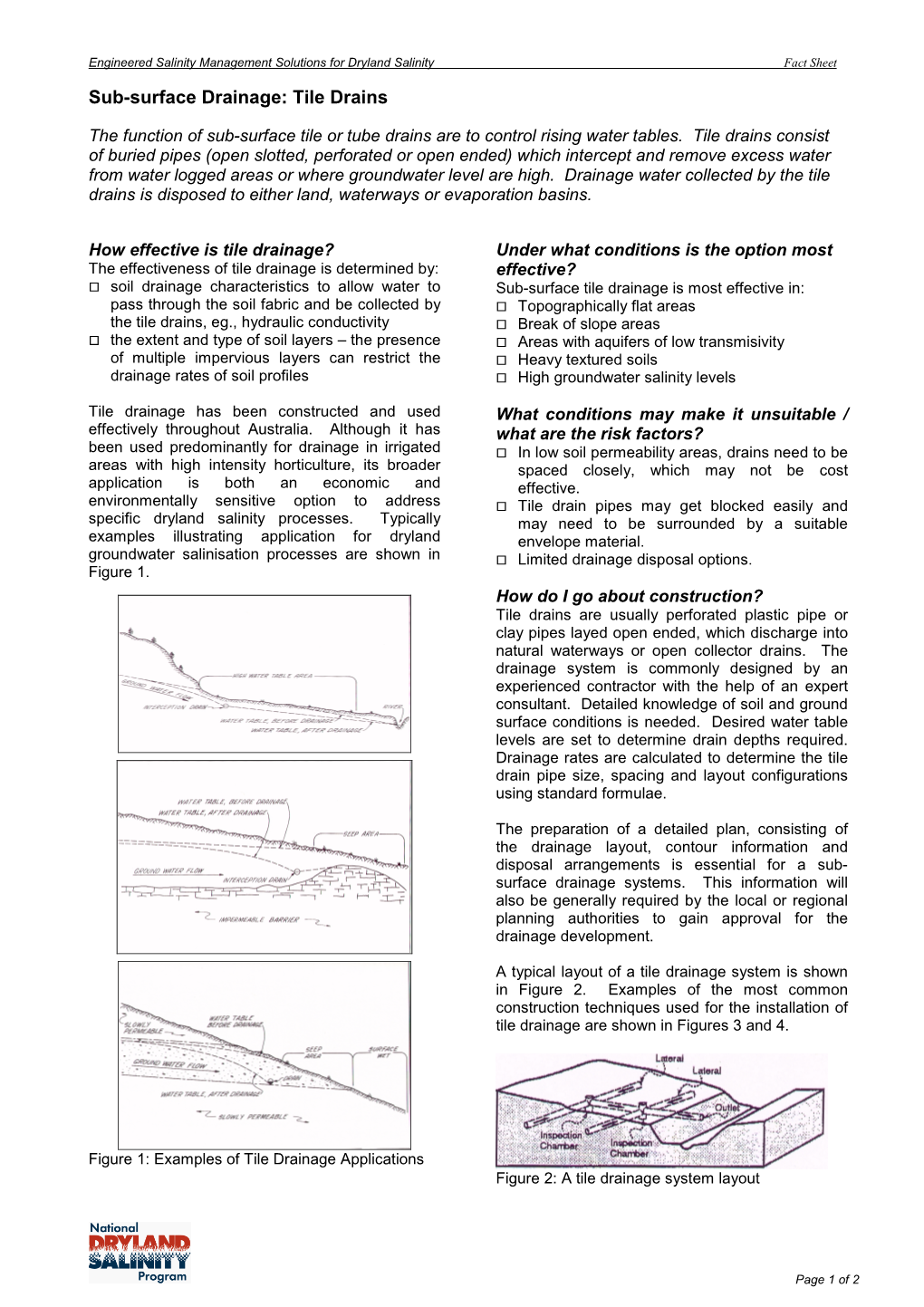 Sub-Surface Drainage: Tile Drains