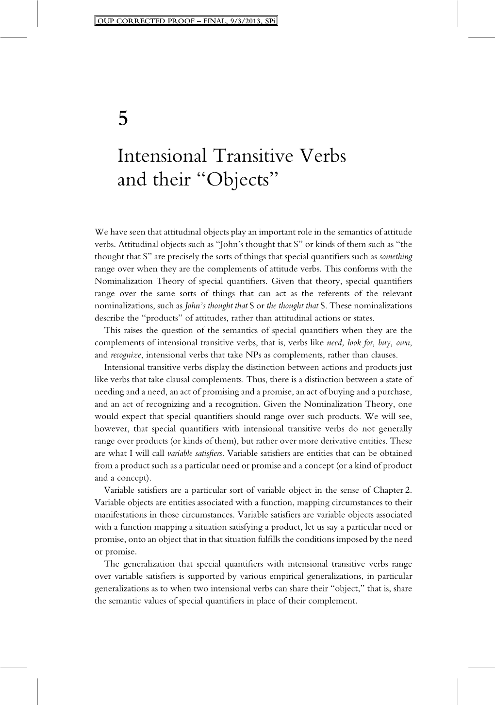 Intensional Transitive Verbs and Their “Objects”