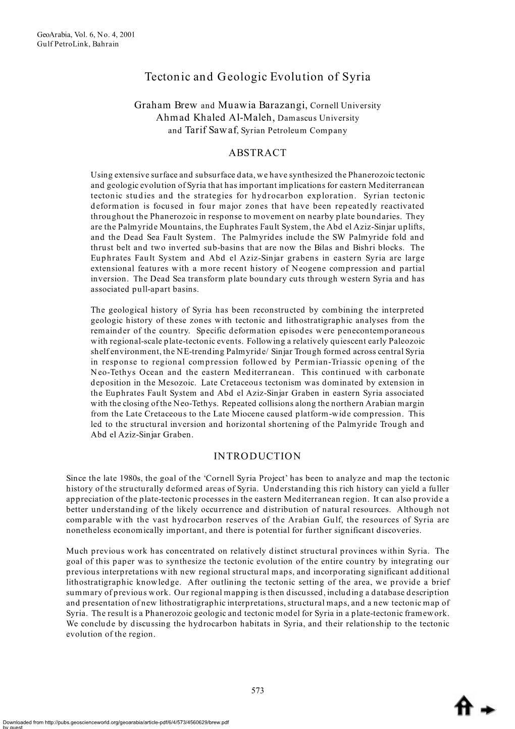 Tectonic and Geologic Evolution of Syria