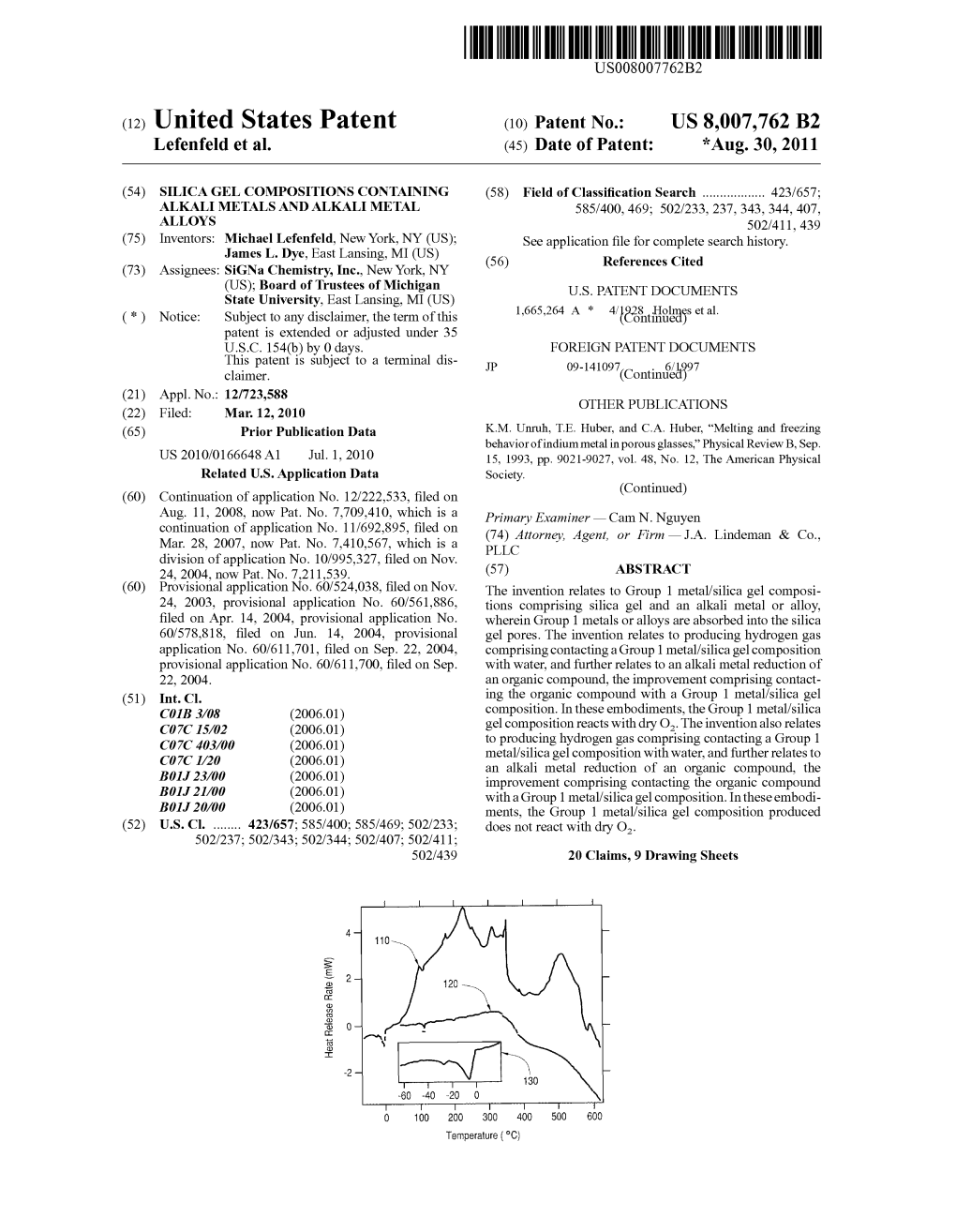 (12) United States Patent (10) Patent No.: US 8,007,762 B2 Lefenfeld Et Al