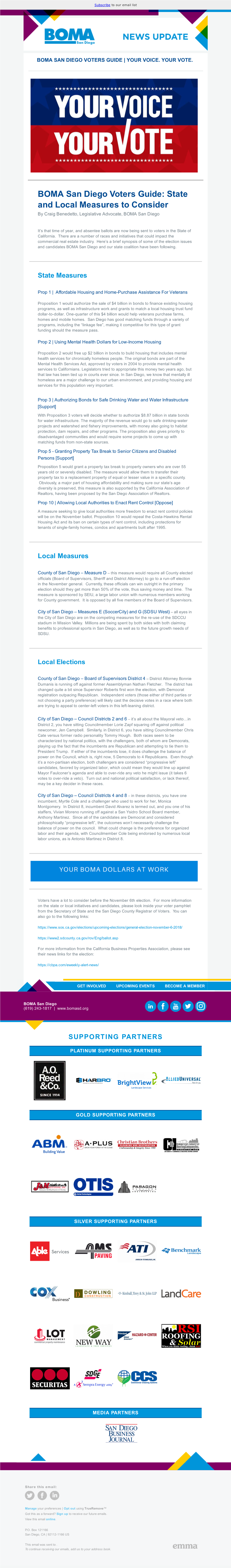 BOMA San Diego Voters Guide: State and Local Measures to Consider by Craig Benedetto, Legislative Advocate, BOMA San Diego