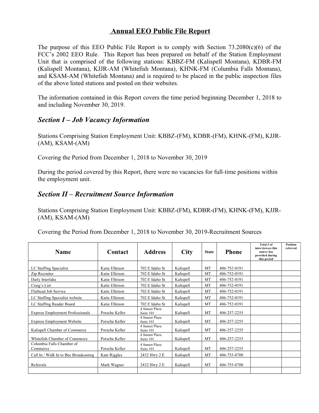 Annual EEO Public File Report