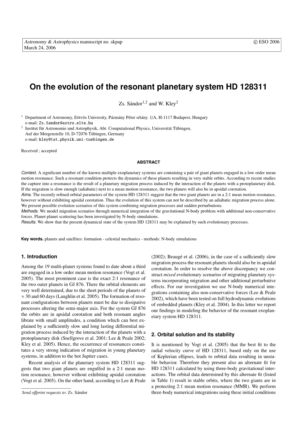 On the Evolution of the Resonant Planetary System HD 128311