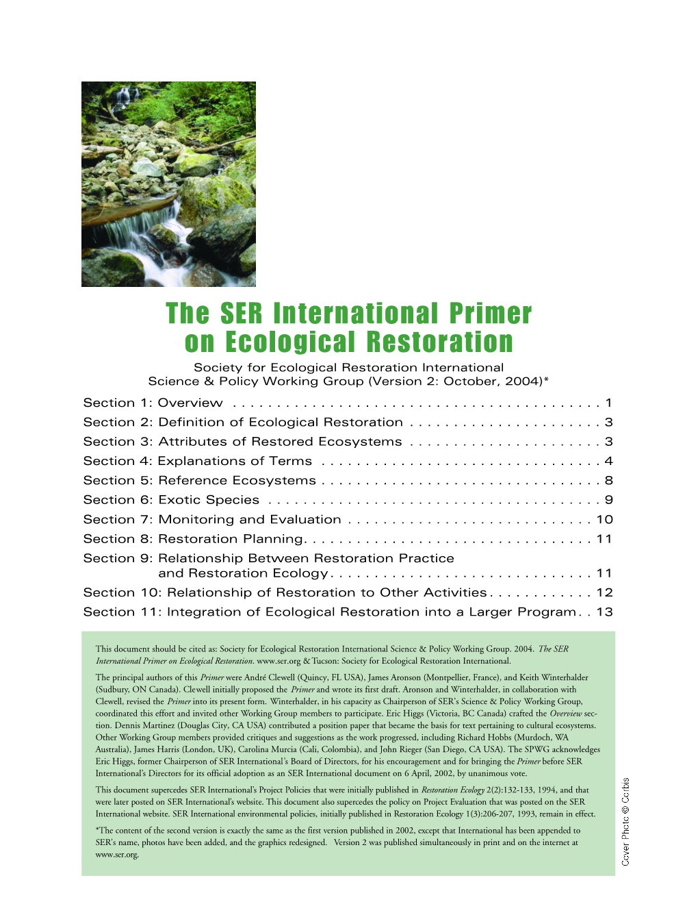 The SER International Primer O N Ecological Restoration