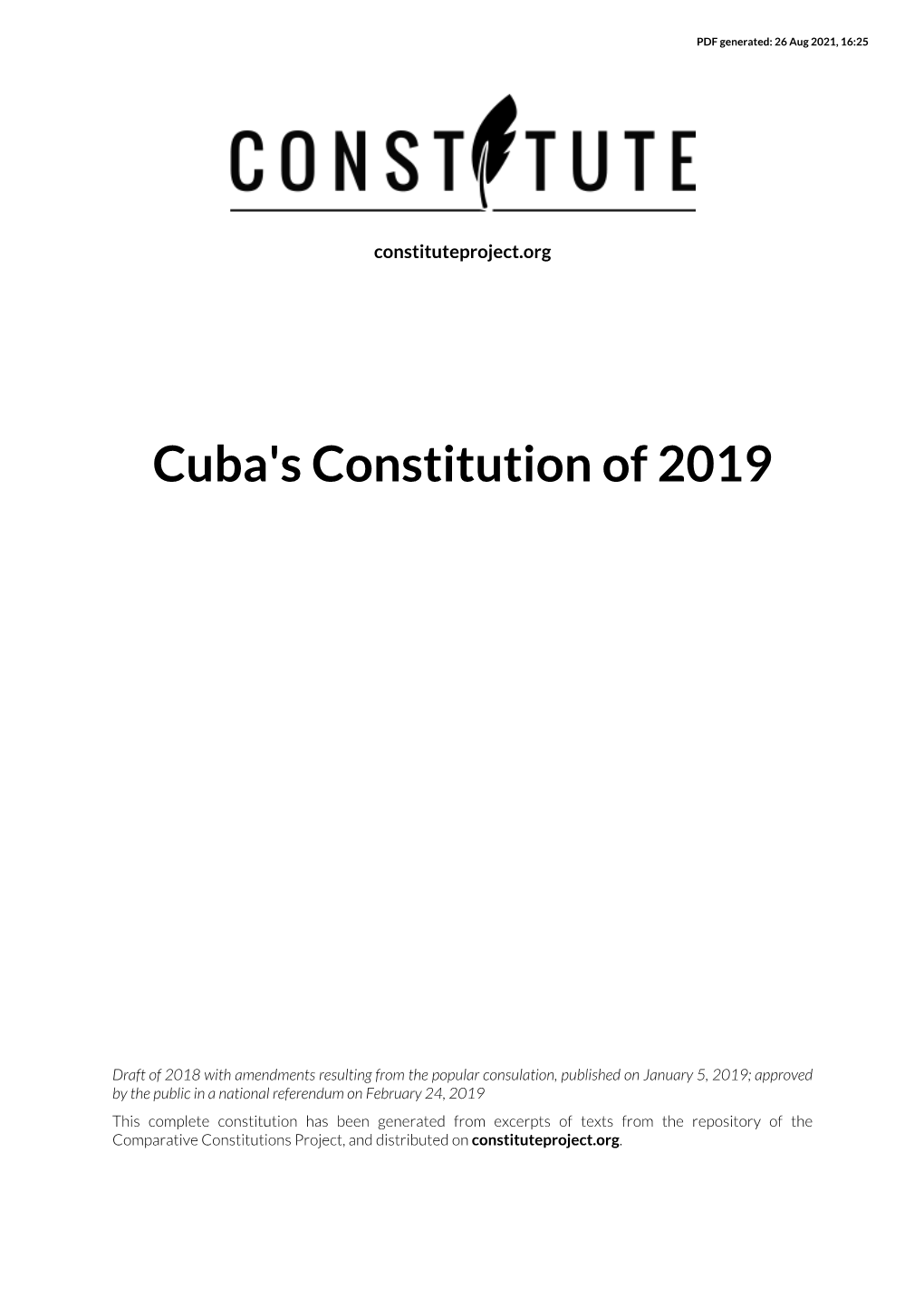 Cuba's Constitution of 2019