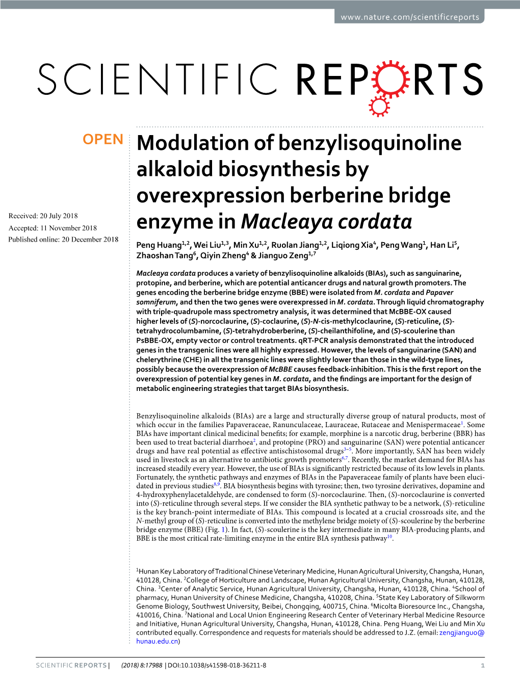 Modulation of Benzylisoquinoline Alkaloid Biosynthesis By