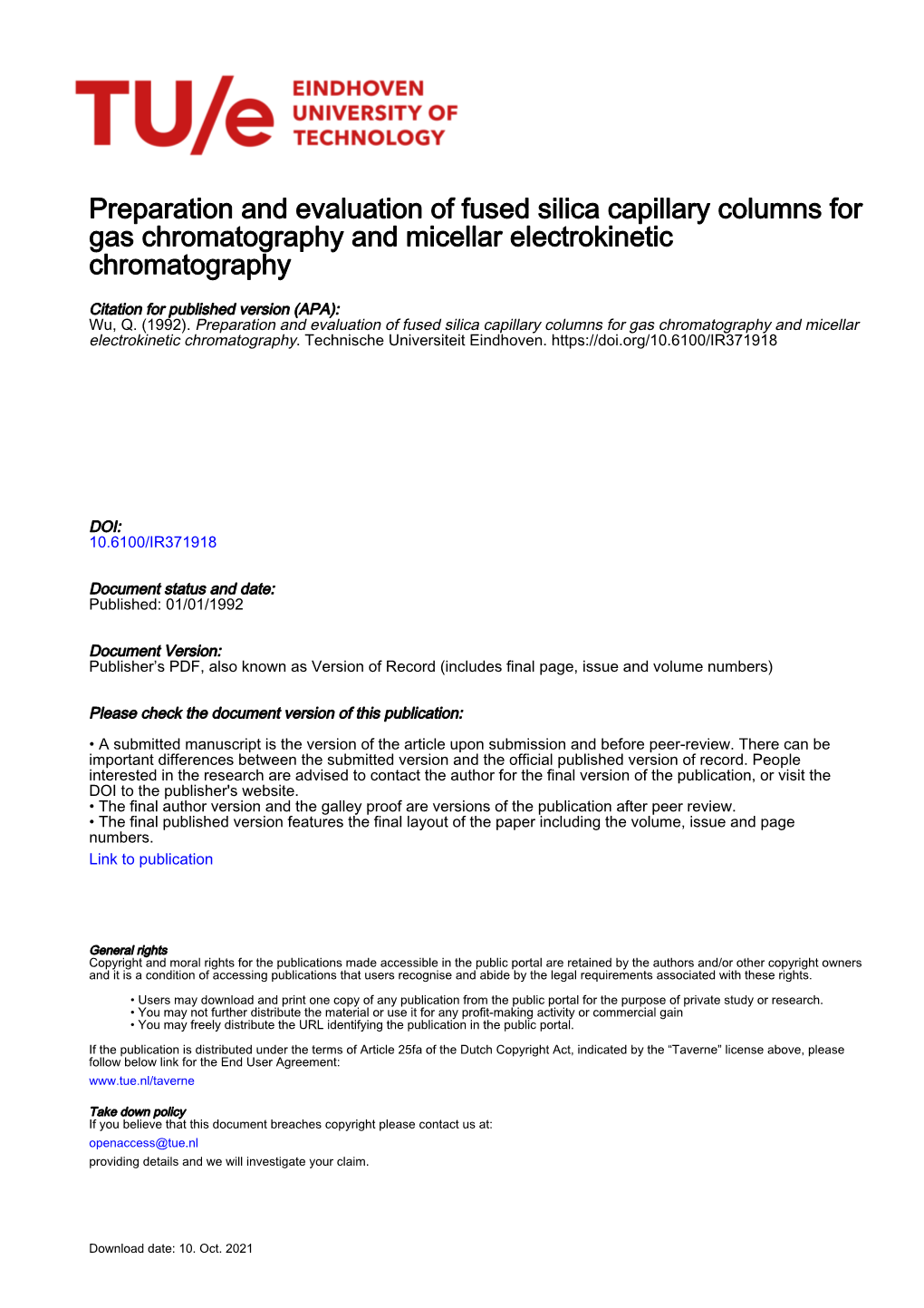 Preparation and Evaluation of Fused Silica Capillary Columns for Gas Chromatography and Micellar Electrokinetic Chromatography