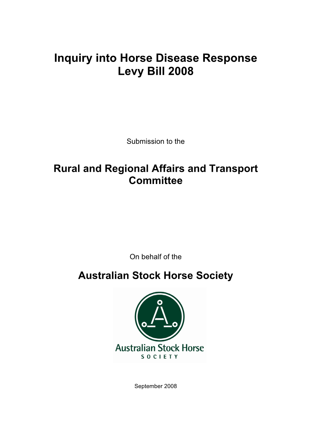 Horse Disease Response Levy Collection Bill 2008, A