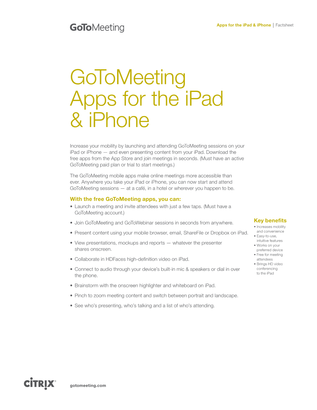 Gotomeeting Apps for the Ipad & Iphone