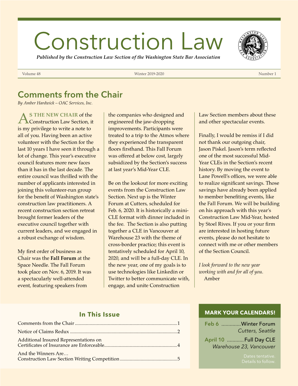 Construction Law Published by the Construction Law Section of the Washington State Bar Association