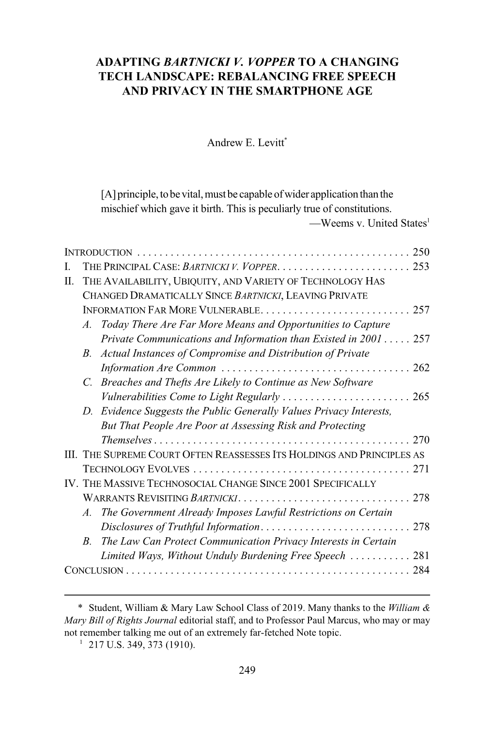 Adapting Bartnicki V. Vopper to a Changing Tech Landscape: Rebalancing Free Speech and Privacy in the Smartphone Age