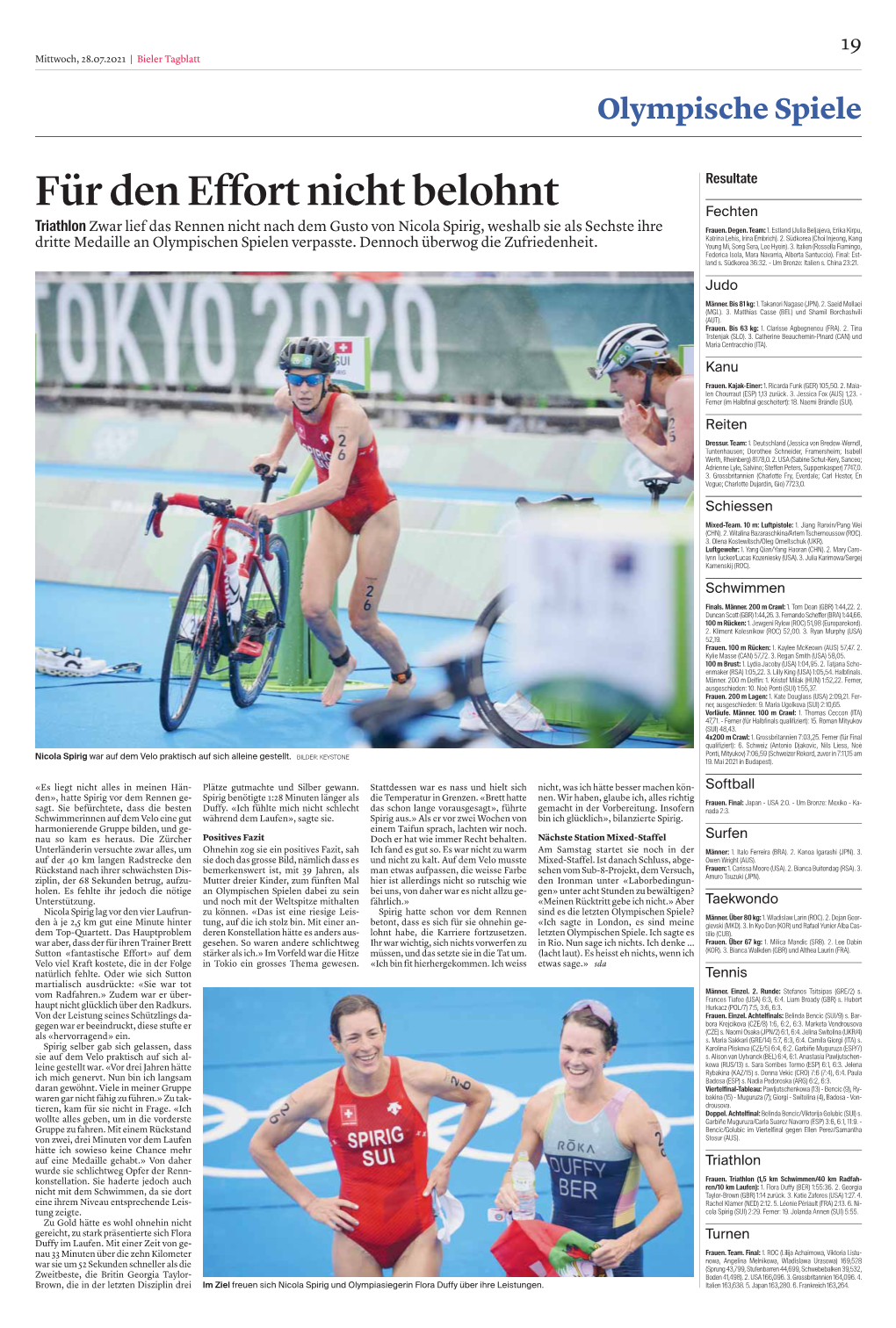 Bieler Tagblatt Olympische Spiele