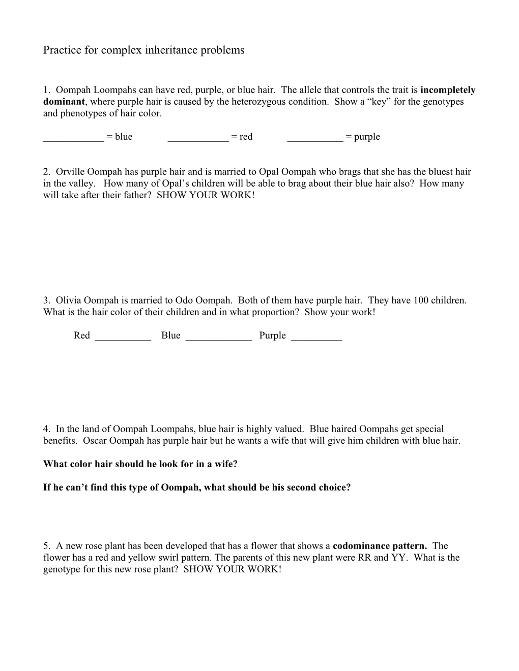 Practice for Complex Inheritance Problems